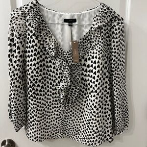 New J Crew blouse with black hearts. XS